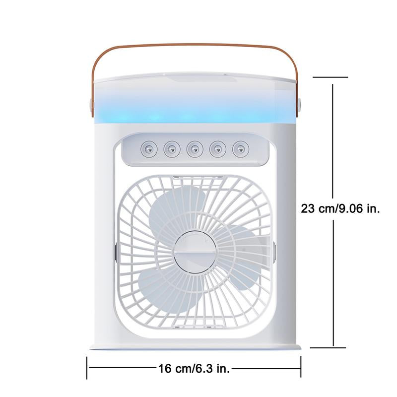 USB Portable Fan, 3 Wind Speeds and 3 Mist Modes. for an Extra Cooling Boost, Add Ice Cubes! Portable Evaporative Cooling Fan with Light, Portable Rechargeable Camping Fan, Portable Multi-Functional Fan, Bedroom Office Fan, Travel Fans, Dealsforyoudays