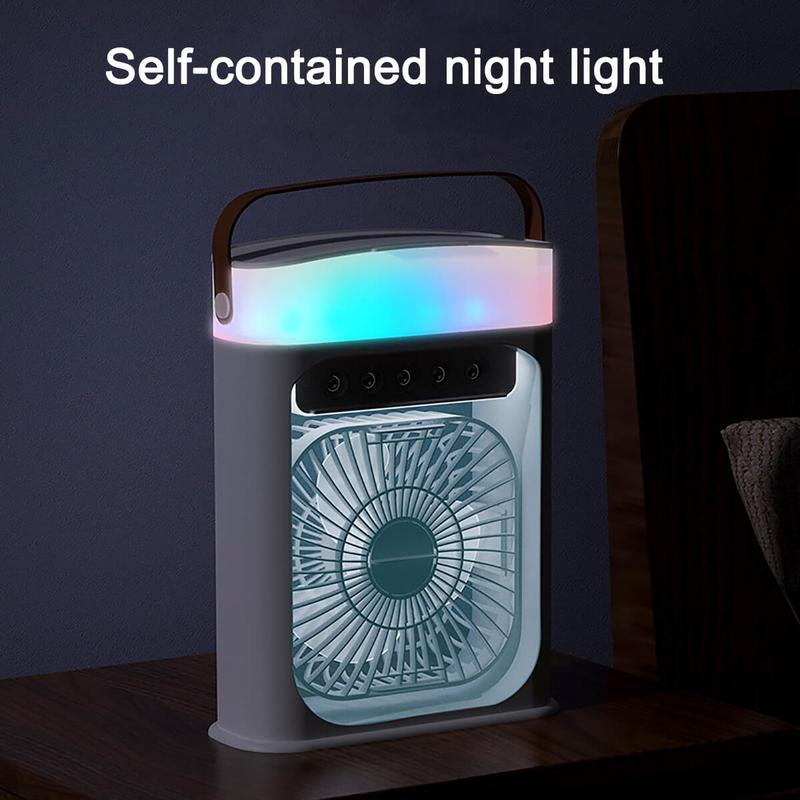 USB Portable Fan, 3 Wind Speeds and 3 Mist Modes. for an Extra Cooling Boost, Add Ice Cubes! Portable Evaporative Cooling Fan with Light, Portable Rechargeable Camping Fan, Portable Multi-Functional Fan, Bedroom Office Fan, Travel Fans, Dealsforyoudays