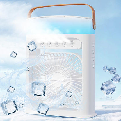 USB Portable Fan, 3 Wind Speeds and 3 Mist Modes. for an Extra Cooling Boost, Add Ice Cubes! Portable Evaporative Cooling Fan with Light, Portable Rechargeable Camping Fan, Portable Multi-Functional Fan, Bedroom Office Fan, Travel Fans, Dealsforyoudays